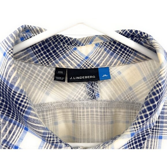 J Lindeberg Polo Shirt Mens XXL Blue Plaid - Picture 4 of 7